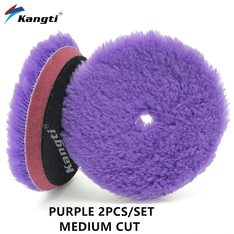 Kangti 5"(125mm)/6"(150mm) High Density Lambs Wool Polishing Pad for Car Waxing Buffing Finishing