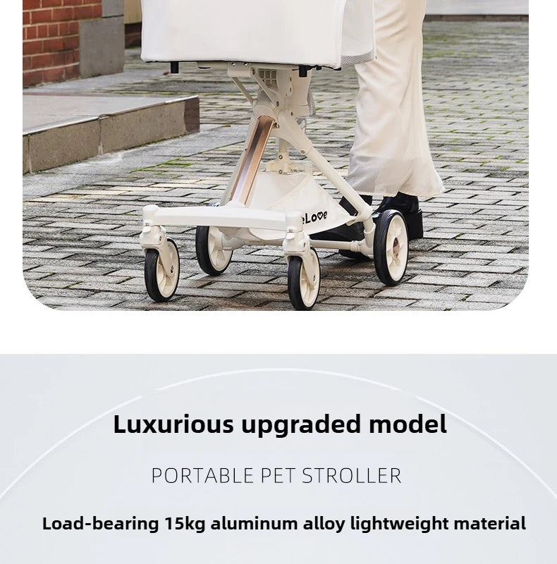 Luxury PU leather pet stroller,Car Pet Basket,lightweight Foldable Dog Travel Stroller,Portable Outdoor Cat and Dog Stroller