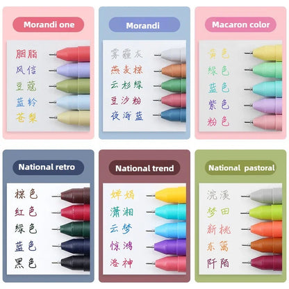 Morandi & Macaron Color Gel Pens (30/5 Colors) - 0.5mm Refill, Smooth Writing Durable Pens for School Stationery