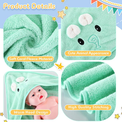 1 Cute Cartoon Animal-Shaped Multifunctional Large Towel for Infants and Toddlers, Made of Soft Coral Fleece Fabric, Polyester Material, Quick-Drying and Water-Absorbent Design, Can Be Used as a Bath Towel, Blanket, or Bathro