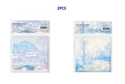 Painting Memo Pad Monet Van Gogh No-sticky Note Decal Scrapbooking DIY Notepad Diary Stationery School Supplies