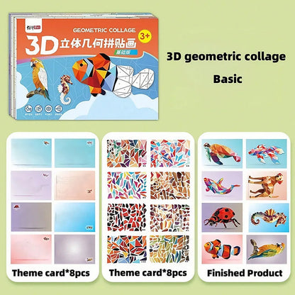 3D Animal Jigsaw Puzzle Stickers DIY Handmade Creative Collage Art Set With Self-Adhesive Paper Back To School Gifts Educational
