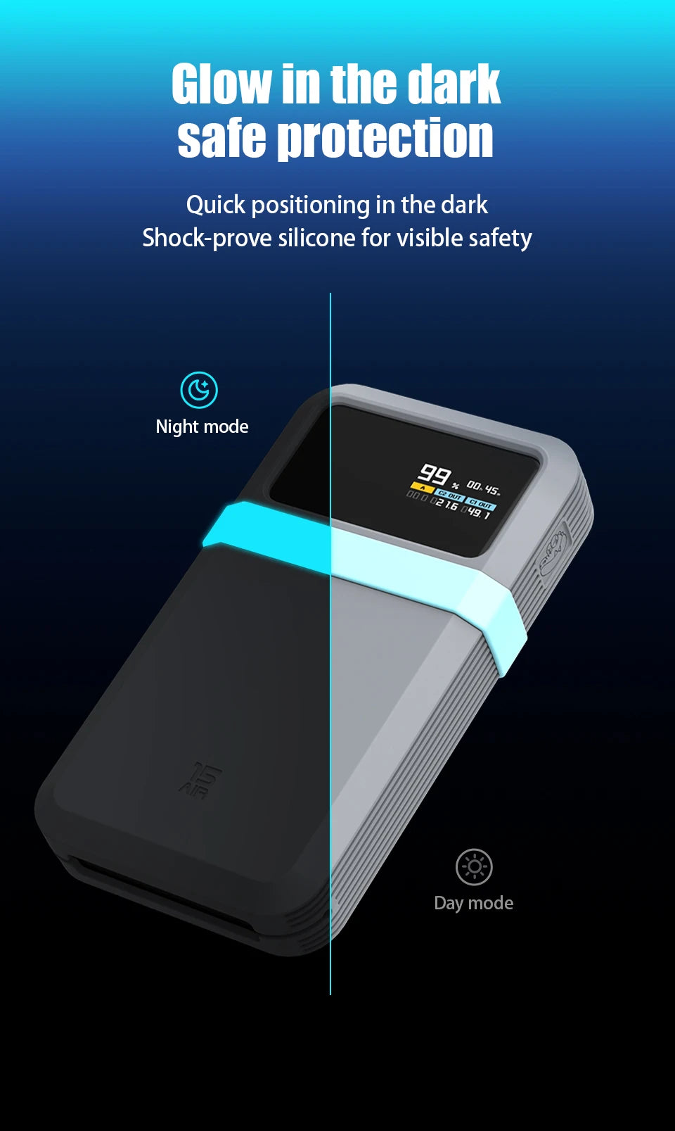 SIKAI Silicone Case For CUKTECH No.15 AIR 100W Portable Power Bank 15000mAh Travel Design with Data Cable Storage