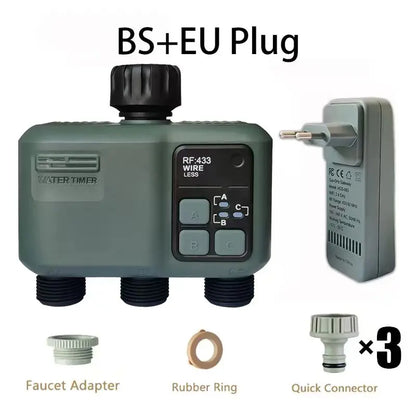 3 Zone Water Timer with, Tuya Wifi+RF433, Featuring IPX5 Waterproof, Rain Delay, Intelligent Irrigation, Suitable for the Garden