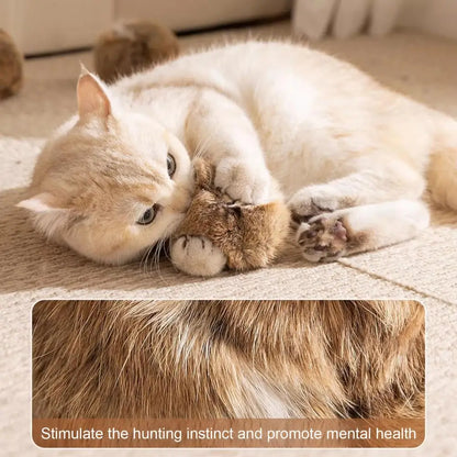 Cat Bunny-kick Ball Furry Ball Cat Toy Soft Fluffy Rabbit Fur Pom Pom Balls Washable Indoor Exercise Toy Stimulates Hunting Play