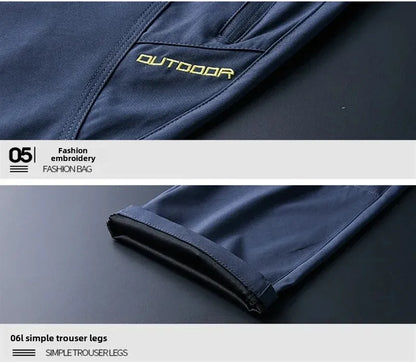 Outdoor Jacket Pants Sets Men Fleece Thermal Waterproof Windproof Hooded Jackets Hiking Military Trip Mountain Camping Clothes