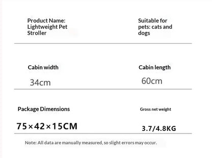 Foldable Lightweight Pet Stroller Dog Cat Small Dogs Puppy Travel Portable Mesh Ventilated Easy Fold Wheels Dog Stroller