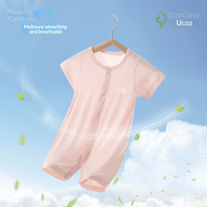Baby Summer Short Sleeve Thin Air Conditioning Suit Breathable Cool Sensation Lightweight Jumpsuit for Crawling Infants