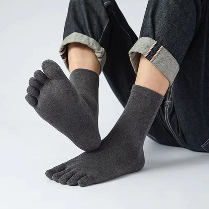 5Pairs Toe Socks Crew Socks Men and Women Five Fingers Socks Breathable Cotton Socks Sports Running Solid Color as Birthday Gift