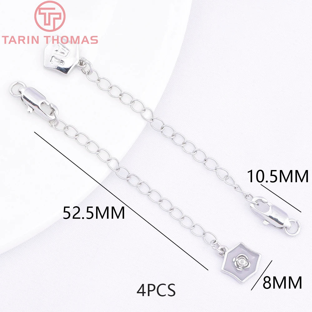 (3564) Full Length 85MM 24K Gold Color Plated Brass Extender Chain with Lobster Clasps High Quality Jewelry Accessories