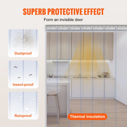 SucceBuy Strip Curtain Clear PVC Strip Door Curtain with 50% Overlap 84" x 42" Freezer Door Strips for Walk in Home Warehouse