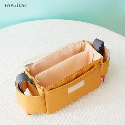 Stroller Organizer Bag,Multifunctional Mommy Diaper Bag with Basket,Hooks & Cup Holder,Universal Pram Buggy Carriage Accessories