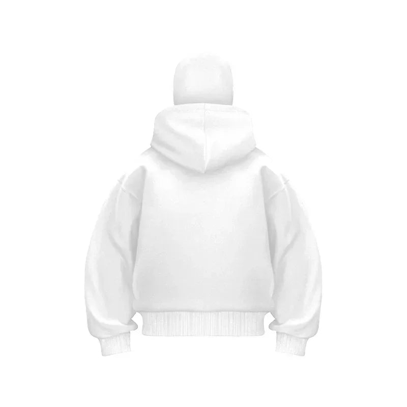 Men and women Balaclava Y2K Gothic Harajuku winter new item double hooded sweatshirt men's hooded mask zipper sportswear