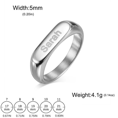 Couple Engrave Name Finger Ring Personalized Custom Gift For Woman Men Wedding Marry Love Silver Color Stainless Steel Jewelry