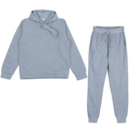 Men's Autumn and Winter New Solid Color Hoodie+pants Two-piece Set Fashionable Casual Sports Set Size S-3XL