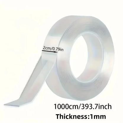 10m Nano Double-Sided Tape,Super Strong Waterproof Adhesive,Transparent No Residue for Plastic,Wood, Glass,Metal,Walls Bonding