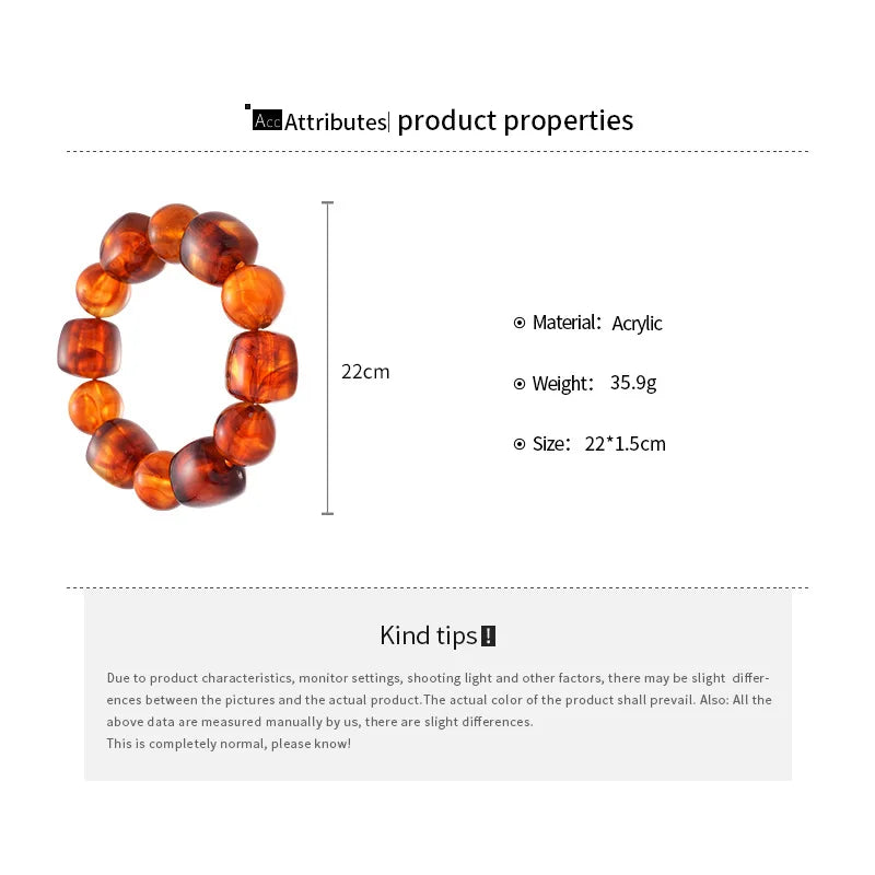 Multicolor Irregular Acrylic Beaded Bangles for Women Geometric Smudge String Bracelet Beach Vacation Style Couple Jewelry W