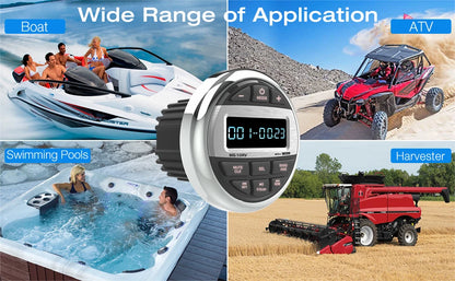 GRANDnavi Waterproof Bluetooth Marine Stereo Radio FM/AM Digital Media Audio Player for Boat Yacht ATV UTV Cart Motorcycle