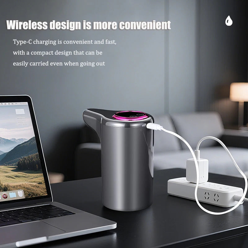 Elektrinis vandens siurblys, automatinis išmanusis buitinis vandens dozatorius buteliams, įkraunamas USB jungtimi, belaidis vandens siurblys