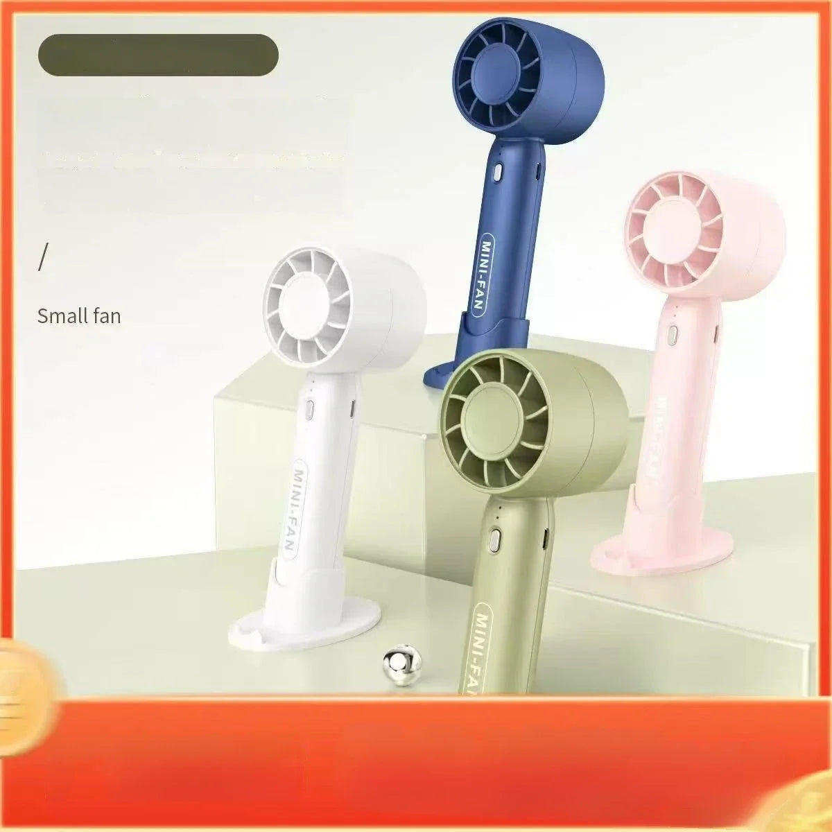 Summer Mini Handheld Fan USB Rechargeable Portable High-speed Motor Small Desktop Stand Turbo Fan for Travel Outdoor Activeity