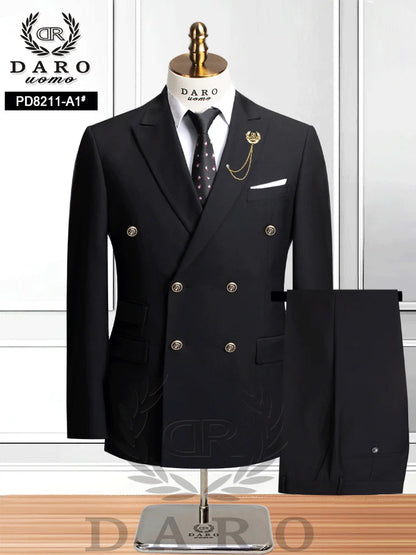 DAROuomo 2026 Men's Slim Fit Formal Business Suit 2Pcs Set - DR8211 (Jacket + Pants) for Work Wear