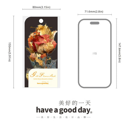 10pcs/1lot Kawaii Scrapbook Sticker Golden Flower Shadow Scrapbooking Supplies Planner Decorative Stationery Sticker