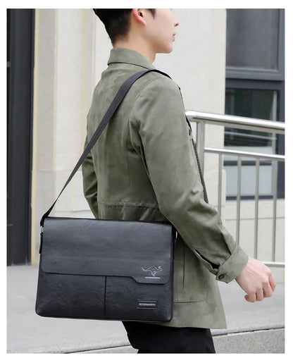 Business Shoulder Bag For IPAD PU Leather Business Handbag Men Messenger Bag Large Side Sling Bag Fashion Man Crossbody Bag