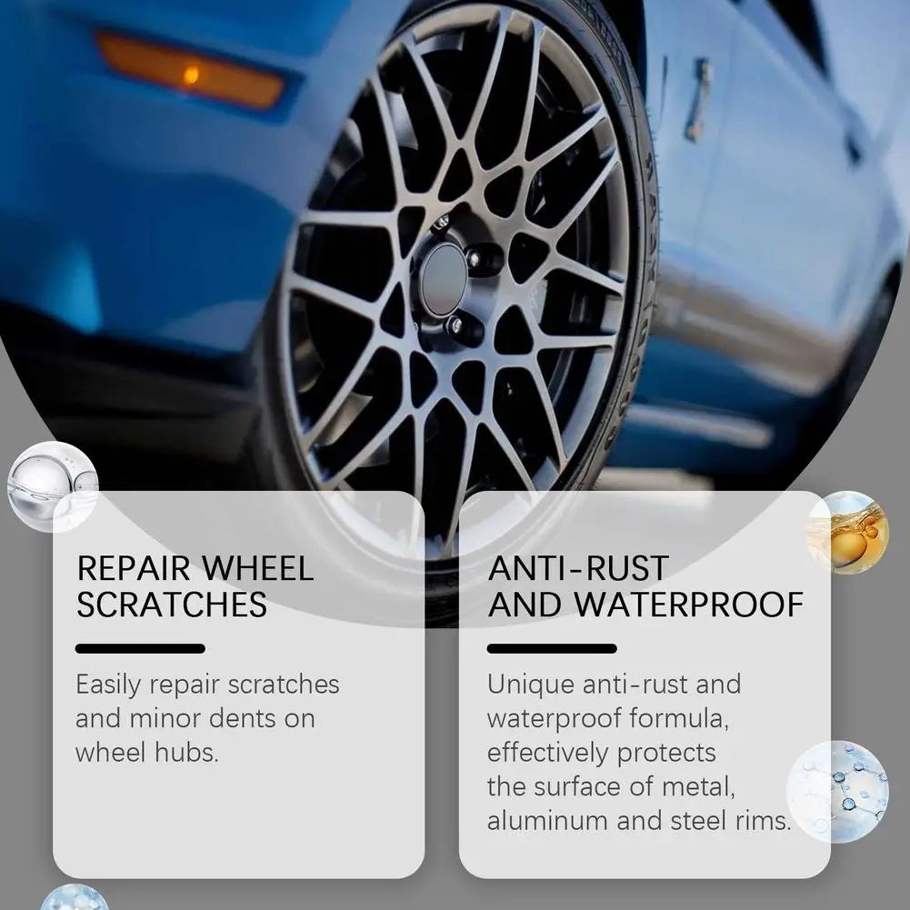 3pcs Black Alloy Wheel Scratch Repair Pen Set Professional Car Rim Scuff Remover DIY Touch-Up Paint Kit for Gloss Black Wheels