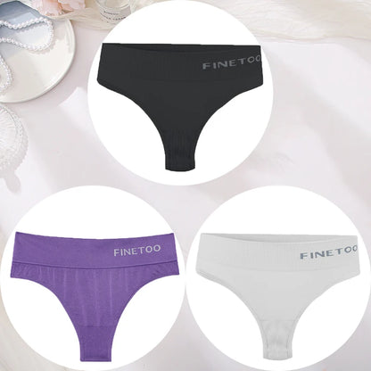 3PCS/Set Women's Panties Sexy Underwear FINETOO Large Size Thong Women Seamless Panties High Waist Girls Thongs M-2XL