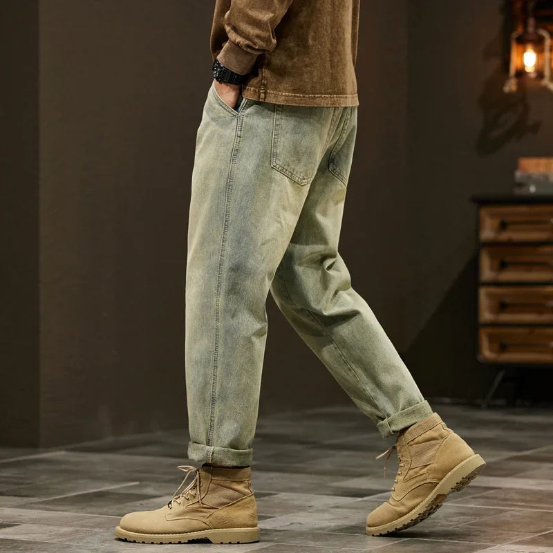 Men's 95% Cotton Jeans High Quality Loose Harem Pants Fashion Baggy Casual Outdoor Work Denim Pants Brand Men's Clothing