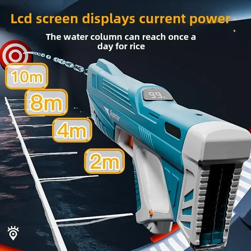 Electric Water Gun New Children Wholesale AutomaticWater Absorption Battery DisplayLarge Capacity Boys' Water PlayToyWaterGun