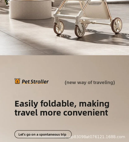 Pet Stroller Lightweight Foldable Portable Detachable Carrier Small Dogs Cats Walking Cart Dog Stroller Pettroller Dog Trolley