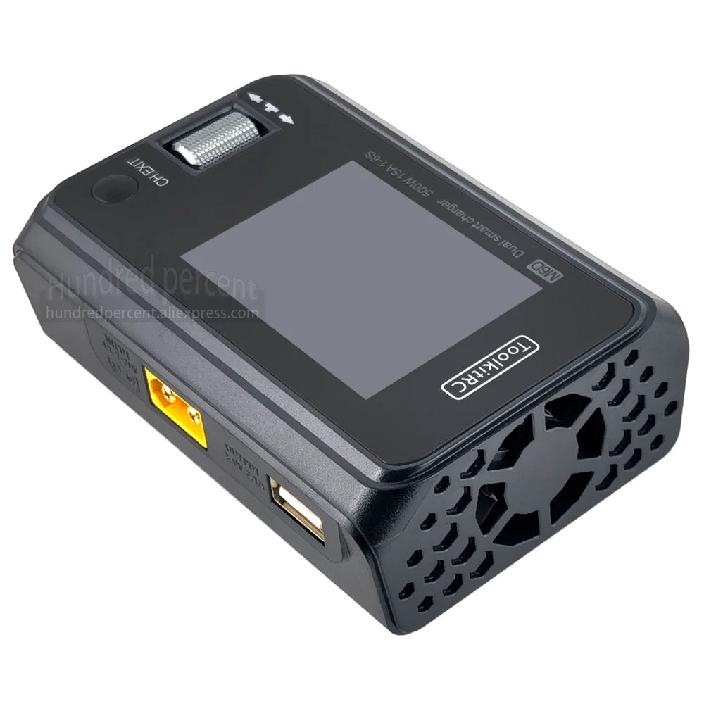 ToolkitRC M6D V3 Charger Black DC 500W Intelligent Dual Channel 1S 2S 3S 4S 5S 6S Toy Model Car Lithium Battery Fast Charging
