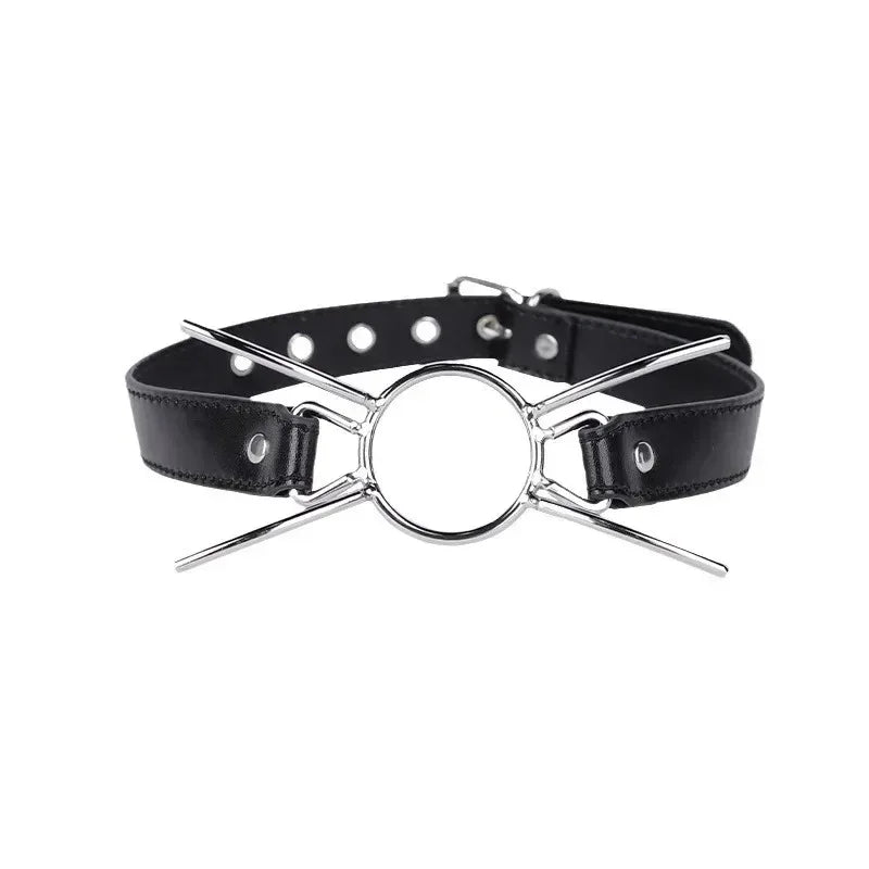 PU Leather Spider X Style O Ring Open Mouth Gag BDSM Oral Restraint Fetish Play Toy For Adult Men Women Couples