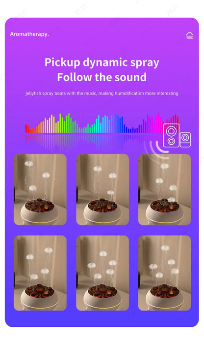 Dynamic Rainbow Jellyfish Essential Oil Fragrance Machine 250ml Essential Oil Diffuser Ultrasonic Porous Atomization Humidifier