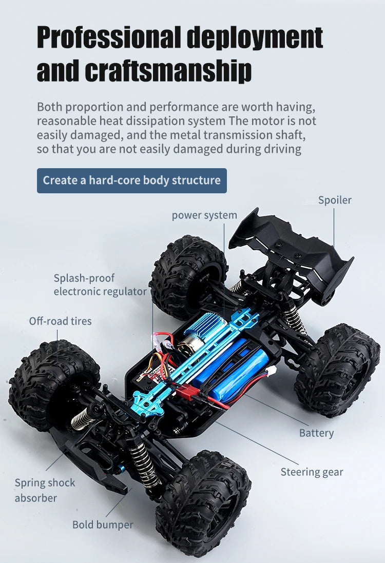 ZWN 1:16 70KM/H Or 50KM/H 4WD RC Car With LED Remote Control Cars High Speed Drift Monster Truck for Kids vs Wltoys 144001 Toys