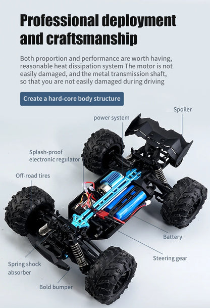ZWN 1:16 70KM/H Or 50KM/H 4WD RC Car With LED Remote Control Cars High Speed Drift Monster Truck for Kids vs Wltoys 144001 Toys
