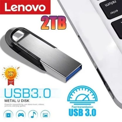 Lenovo 2TB USB 3.2 Metal Flash Drives Super High Speed Pendrive 1TB 512GB Pen Drives Portable USB Stick For Car Phone Computer