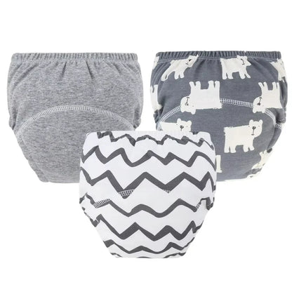 Baby Diaper Pants Set Cartoon Printed Training Pants for Boys Girls Breathable Cotton Reusable Kids Underwear 3Pcs