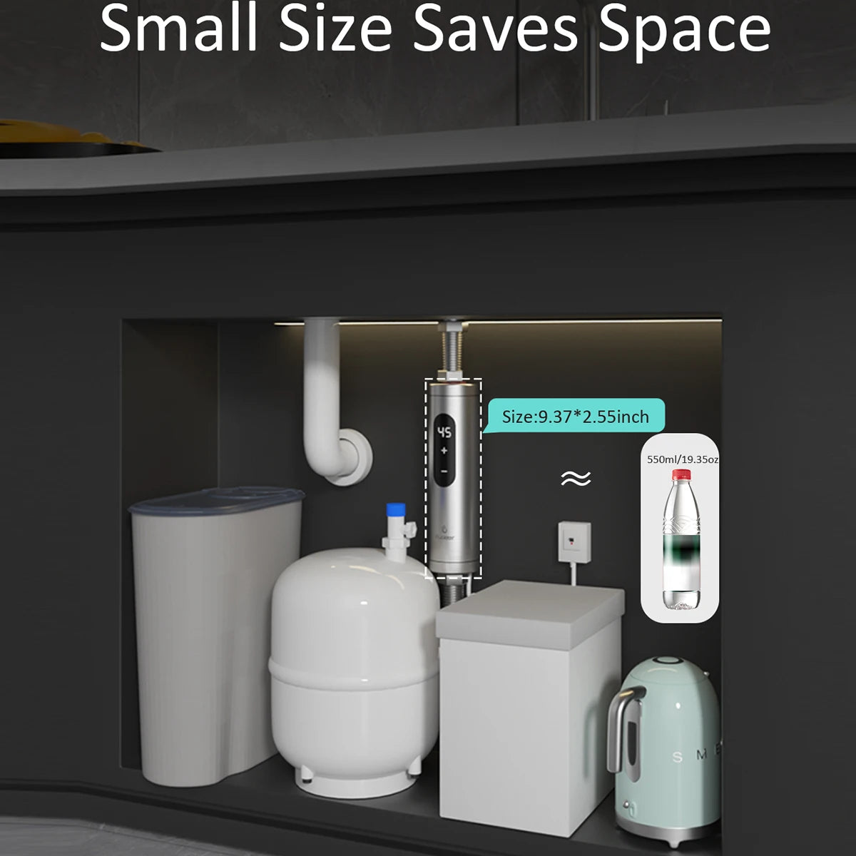 Fudeer Water Heater Electric Instant Water Heater for Sink Stainless Steel Hot Water Heater Under Sink 5500W for Kitchen