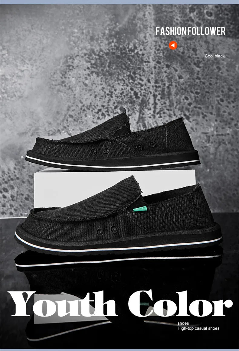 2025 New Spring Handmade Canvas Casual Men Shoes Design Fashion Sneakers Man Loafers Breathable Low Top Flat Shoes Soft Driving