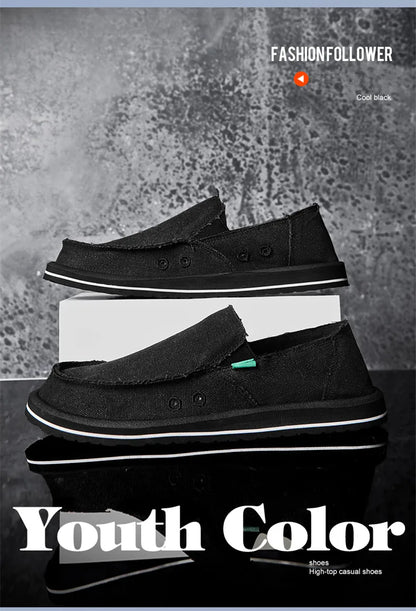 2025 New Spring Handmade Canvas Casual Men Shoes Design Fashion Sneakers Man Loafers Breathable Low Top Flat Shoes Soft Driving