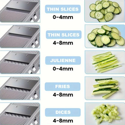 Adjustable Vegetable & Fruit Slicer Chopper, Multifunctional Kitchen Accessories with 4 Cutting Modes, Dicer & Julienne Cutter, Efficient Food Chopping Tool, Practical Kitchen Gadget for Home Daily Cooking Prep