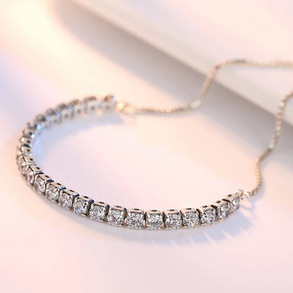 Fine 925 Sterling Silver Bracelet Elegant Zircon Tennis Crystal Chain for Women lady Fashion Noble Engagement Wedding Glam