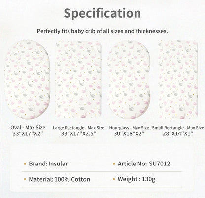 Cartoon Printed Crib Sheet Set Baby Bedding Toddler Mattress & Changing Pad Cover Polyester Cotton Fitted Bassinet Sheets
