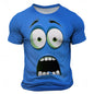 Summer New 3D Printed Funny Face T-shirt Fashionable Men's Holiday Short-sleeved Casual O-neck Loose T-shirt Streetwear
