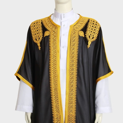 Eid Men Robe Jubba Thobe Open Abaya Dishdasha Islamic Embroidery Cardigan Abayas Dubai Male Muslim Prayer Kaftan Ramadan Morocco