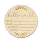 Wooden Baby Growth Souvenir Card Milestone Engraved Hello World Round Wooden Milestone Newborn Photography Props