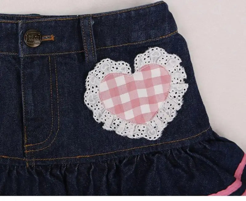 Kawaii Girls Lolita Skirts Japanese Women Harajuku Ball Gown Denim Skater Y2K High Waist Lace Cake Skirts Versatile Puffy Skirts