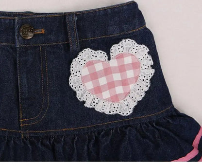 Kawaii Girls Lolita Skirts Japanese Women Harajuku Ball Gown Denim Skater Y2K High Waist Lace Cake Skirts Versatile Puffy Skirts